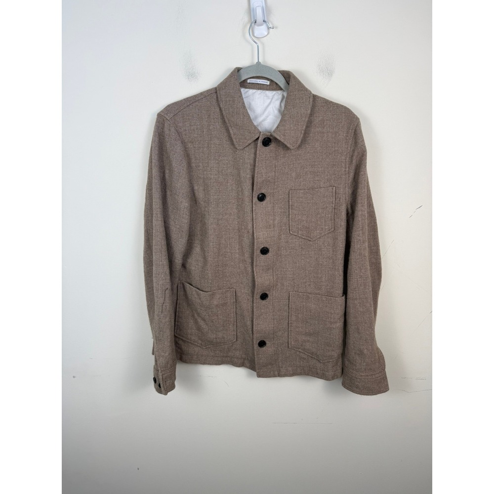 Reiss Cart Wool Blend Button-Through Overshirt Tan Brown Men's Medium